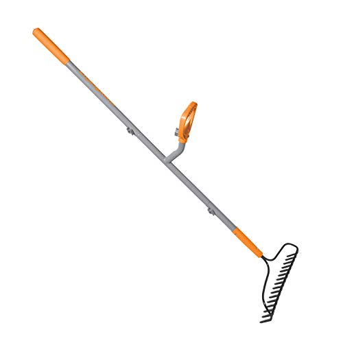 ERGIE SYSTEMS ERG-BWRK16 ErgieShovel 16-Tine Strain Reducing 54-Inch Steel Shaft Bow Rake, Gray/Orange