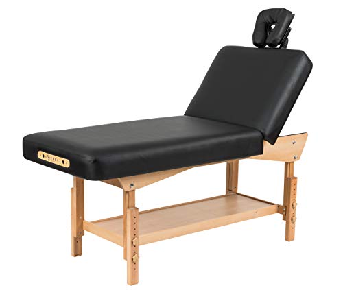 SierraComfort SC-2001 Adjustable Backrest Stationary Massage Table, Black