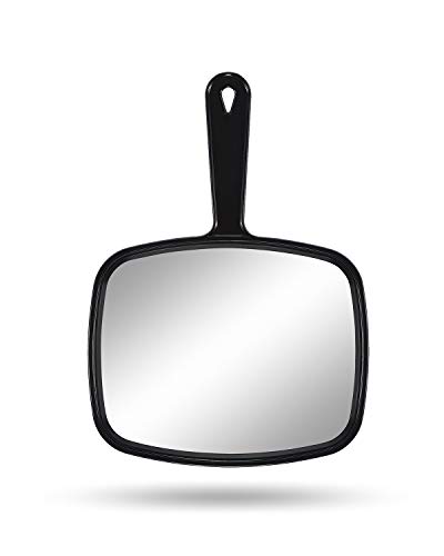 Gladmart Hand Mirror Salon Barber Hairdressing Handheld Mirror with Handle(Square Black)