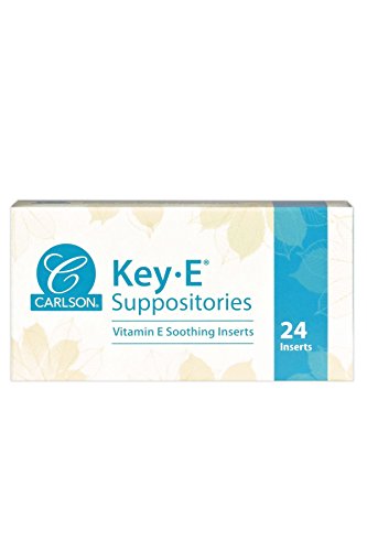 Carlson - Key-E Suppositories, 30 IU Vitamin E Suppository, Lubricates Dry Areas, Treatment for Women and Men, Vaginal & Rectal, 24 Count