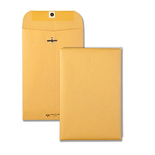 Quality Park 6 x 9 Clasp Envelopes, Clasp and Gummed Closures for Storing or Mailing, 28 lb Kraft Paper, 100 per Box (QUA37855)