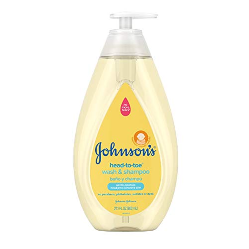 Johnson's Head-To-Toe Gentle Baby Wash & Shampoo, Tear-Free, Sulfate-Free & Hypoallergenic Bath Wash for Baby's Sensitive Skin & Hair, pH Balanced, Washes Away 99.9% Of Germs 27.1 fl. oz