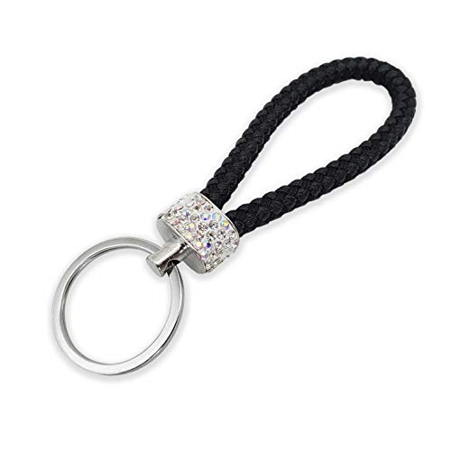 Beaugif Diamonds Woven Key Chains Wallet Keychain Hand Bag Decoration Key Ring Car Keychains Tag(Black-Diamonds)