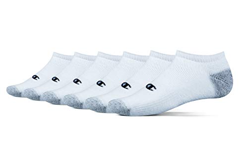 Champion Men's 6 Pack No Show Socks, White, Shoe Size: 6-12