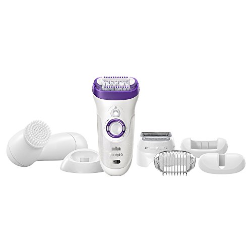 Braun Epilator Silk-épil 9 9-579, Facial Hair Removal for Women, Facial Cleansing Brush, Womens Shaver, Wet & Dry, Cordless and 7 extras