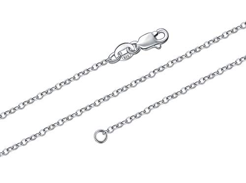 925 Sterling Silver Cable Chain Necklace, BORUO 1.5mm Solid Italian Nickel-Free Lobster Claw Clasp 16 Inch