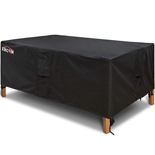 Patio Table Cover Heavy Duty Waterproof, 600D Extra Wide Outdoor Furniture Covers 84' Wx 44' Dx 23' H with 4 Air Vents, Rectangular Outdoor Table Cover for All Weather, Black