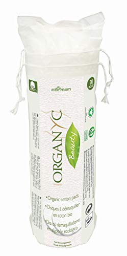 Organyc 100% Organic Cotton Rounds - Biodegradable Cotton, Chemical Free, For Sensitive Skin (70 count) - Daily Cosmetics. Beauty and Personal Care