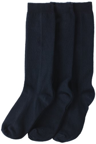 Jefferies Socks Big Girls' School Uniform Knee High (Pack of 3), Navy, Large