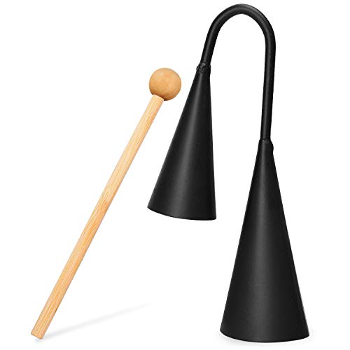 Agogo Bell, Two Tone, Traditional Samba Percussion Instrument, Handheld Latin Percussion Instrument with Wooden Stick (Small)