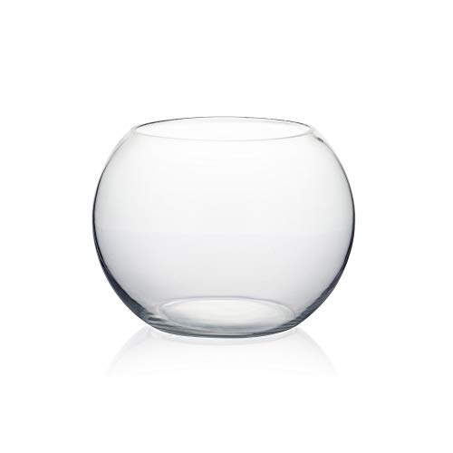 WGV Bowl Glass Vase, Diameter 8', Height 6', Open Width 5', Clear Bubble Planter Terrarium Container, Fish Bowl for Wedding Party Event, Home Office Decor, 1 Piece