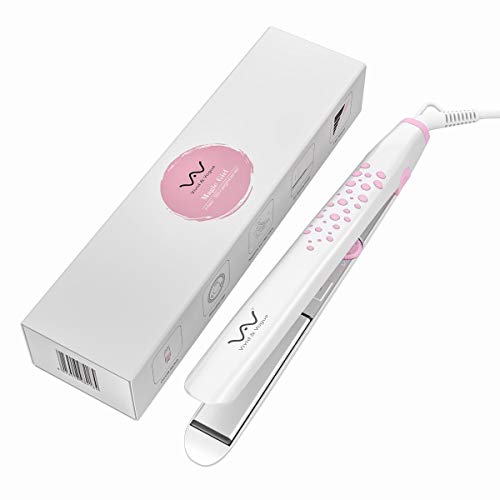 Hair Straightener Tourmaline Ceramic 2 in 1 Flat Iron Auto Shut Off 3 Gear Temp Control 1 inch Pearl White Plus 2 x Salon Clips