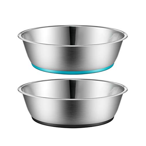 PEGGY11 Light Non-Slip Stainless Steel Dog cat Bowl Two-Pack 15 Ounce