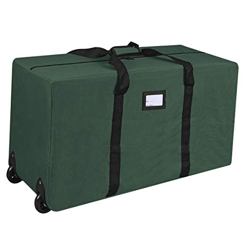 ProPik Holiday Rolling Tree Storage Bag, Fits Up to 6 ft. Tall Disassembled Tree, 22' H X 16' W X 50' L, Large Heavy Duty Storage Container with 2 Wheels & Handles, 600D Oxford (Green)