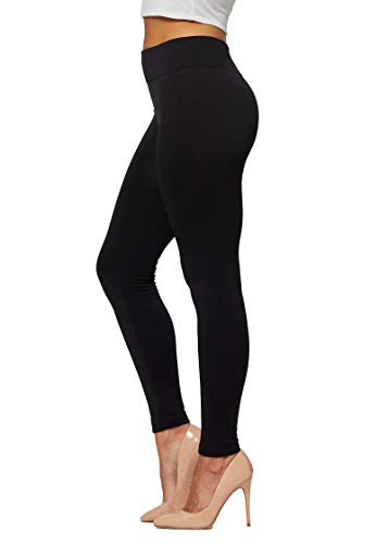 Conceited Fleece Lined Leggings for Women in 20 Colors - Reg & Plus Size - Warm Winter Sweatpants Thermal Yoga Black - Large - X-Large