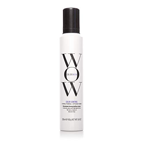 COLOR WOW Color Control Purple Toning + Styling Foam for Blonde Hair, 6.8 oz