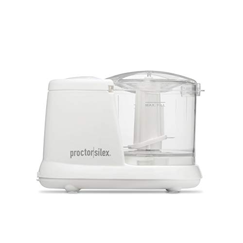 Proctor Silex Durable Mini 1.5 Cup Food Processor & Vegetable Chopper for Dicing, Mincing & Puree, White (72500RY)