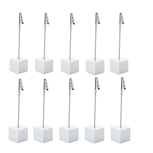 senover 10pcs Table Number Holder Name Place Card Holder Memo Clip Holder Stand Note Holder Pictures Card Paper Menu Clip (Pure White)