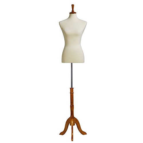 SONGMICS Female Mannequin Torso Body Form with Adjustable Tripod Stand, Medium Size 6-8, 34' 26' 35', for Clothing Dress Jewelry Display Photography Beige UMDF01BE