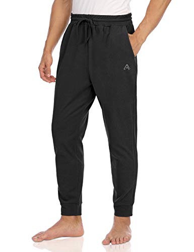 Agnes Urban Men's Sweatpants Active Basic Fleece Joggers Pants Casual Lounge Gym Sweats for Men with Pockets Black M