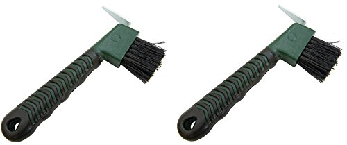 Intrepid International Rubber Hoof Pick with Brush, Green (Pack of 2)