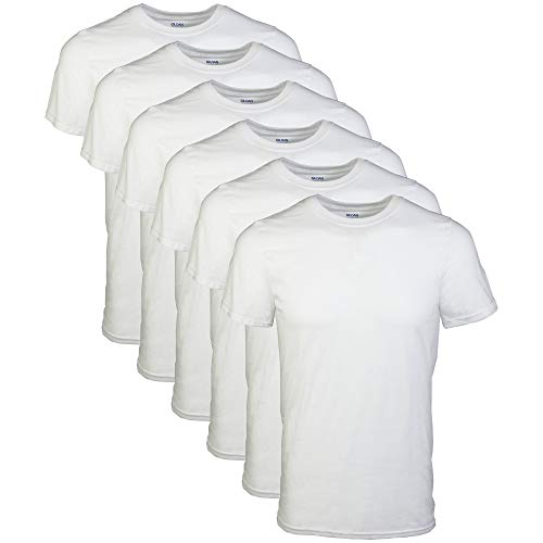 Gildan Men's Crew T-Shirt 6 Pack, White, Large