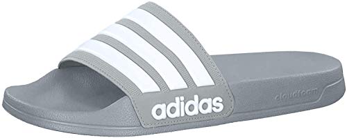 adidas Men's Adilette Shower Slide Sandal, White/Grey, 10 M US