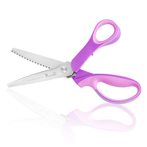 Sewing Pinking Shears for Fabric Paper Professional Craft Scissors with Sharp Stainless Steel Blades, P.LOTOR Lightweight Serrated Scissors with Comfortable Handle 9.3 Inch