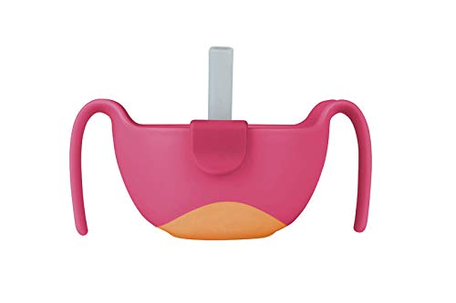 b.box 3 in 1 Bowl with Lid and Straw & Snack Insert | 6 Months + | Color: Strawberry Shake | 8.5 oz. | BPA-Free | Phthalates & PVC Free | Dishwasher & Microwave Safe