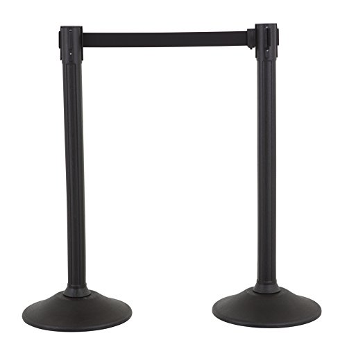 US Weight - U2000 Sentry Stanchion with 6.5 Foot Retractable Belt – Easy Connect Assembly (2-Pack), Black