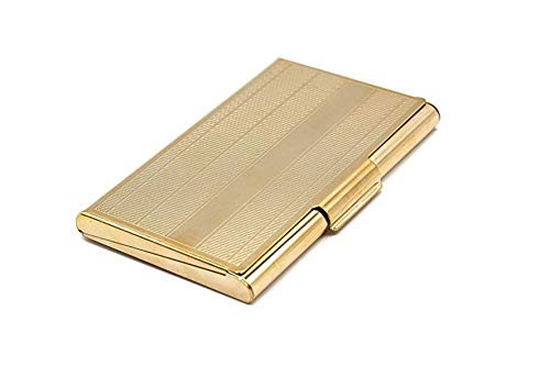 Business Card Carrying Case - Luxurious Chrome Gold Calling Card Holder for Professional Men & Women - Slim - Fits: 15~20 Cards | Impress Your Prospects & Clientele with Impeccable Class & Demeanor!