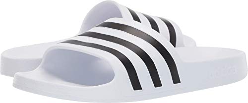 adidas Women's Adilette Aqua Sandal, White/Black/White, 6 M US