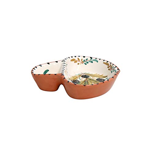 Casafina Alentejo Terracotta Collection Ceramic Hand Painted Olive Dish (Large 6.5')