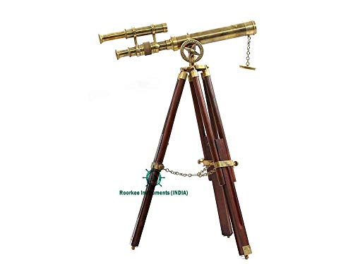 RII Vintage Brass Telescope with Tripod Stand/Antique Desk Top Telescope for Home Decor/Nautical Spyglass Telescope for Navy and Outdoor Adventures
