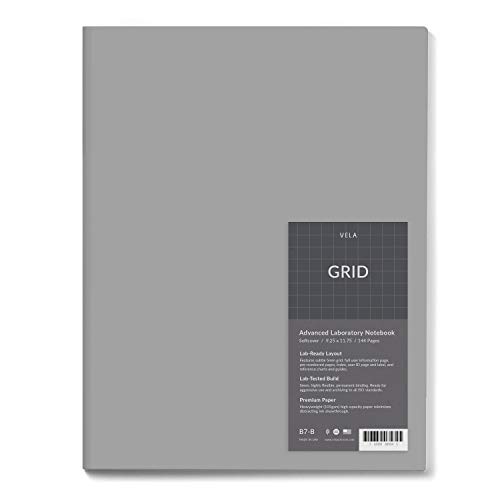 Vela Sciences B7-B Expanded Softcover Lab Notebook, 9.25 x 11.75 in, 144 Pages, Gray Cover (5mm Grid, 1-Pack)