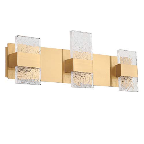 Dailyart Bathroom Vanity Lights Fixtures 3 Light Modern Bathroom Lighting Fixtures Over Mirror 26 Inch 18W Led Vanity Light Luxury Led Light Wall Bathroom Gold Brass Cool White 6000k