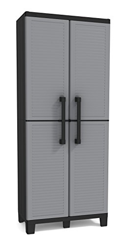 KETER Storage Cabinet with Doors and Shelves-Perfect for Garage and Basement Organization, Grey