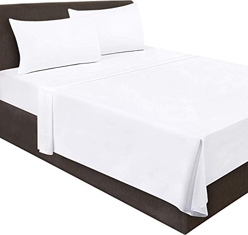 Utopia Bedding Flat Sheet - Soft Brushed Microfiber Fabric - Shrinkage & Fade Resistant Top Sheet - Easy Care - 1 Flat Sheet Only  (Queen, White)