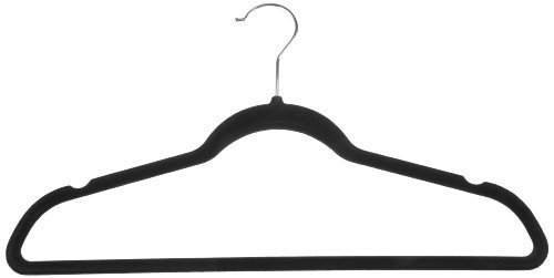 AmazonBasics Slim, Velvet, Non-Slip Clothes Suit Hangers, Black/Silver - Pack of 30