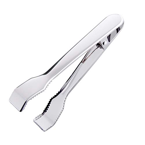 HINMAY Ice Tongs for Ice Bucket 6-3/4 Inch - Premium 18/8 Stainless Steel Ice Tongs with Teeth for Ice Sugar Cubes Tea Party Coffee Bar Serving