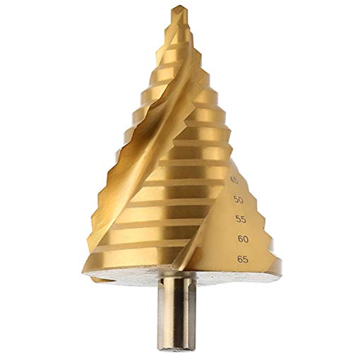 OCGIG 6-65mm Large Titanium Coated Step Drill HSS Spiral Groove Cone Drill Bit Hole Cutter