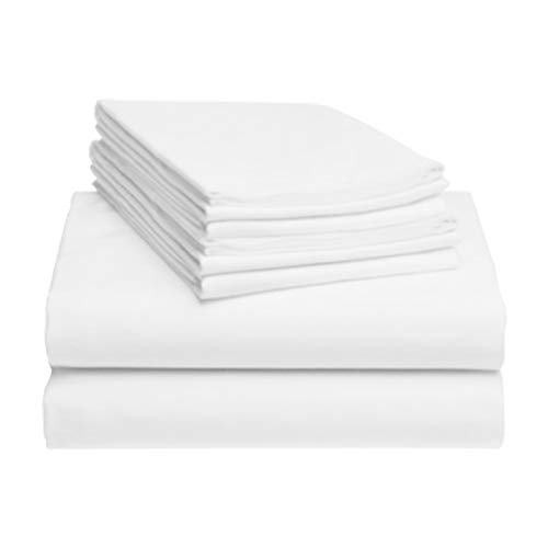 LuxClub 6 PC Sheet Set Bamboo Sheets Deep Pockets 18' Eco Friendly Wrinkle Free Sheets Hypoallergenic Anti-Bacteria Machine Washable Hotel Bedding Silky Soft - White Queen