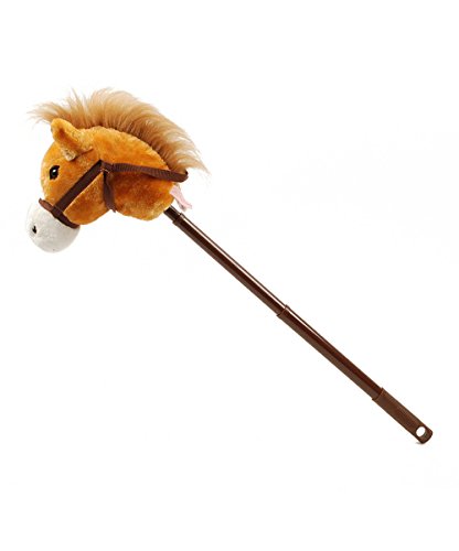 Linzy Hobby Horse, Galloping Sounds with Adjustable Telescopic Stick, Brown 36'