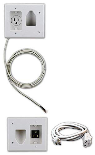 DataComm Electronics 50-3323-WH-KIT Flat Panel TV Cable Organizer Kit with Power Solution - White