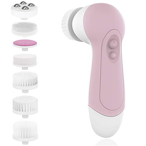 Facial Cleansing Brush, CLSEVXY Waterproof Face Spin Brush with 7 Exfoliating Brush Heads for Gentle Exfoliation and Deep Scrubbing, Removing Blackhead, Massaging