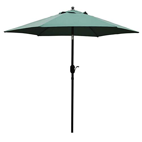 Sunnyglade 7.5' Patio Umbrella Outdoor Table Market Umbrella with Push Button Tilt/Crank, 6 Ribs (Dark Green)