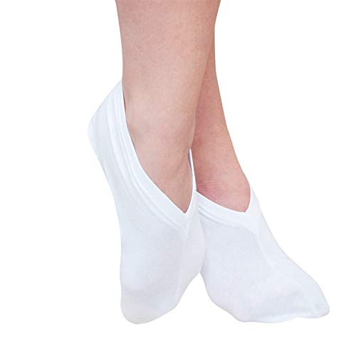 Eurow Premium Cotton Spandex Cosmetic Moisturizing Natural Therapy Socks for Dry Feet Healing and Beauty - White 2 Pairs