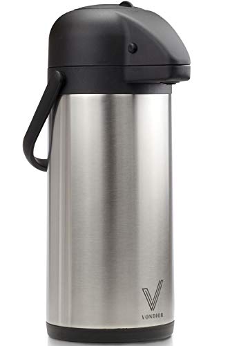 Airpot Coffee Dispenser with Pump - Insulated Stainless Steel Coffee Carafe (85 oz.) - Thermal Beverage Dispenser - Thermos Urn for Hot/Cold Water, Party Chocolate Drinks