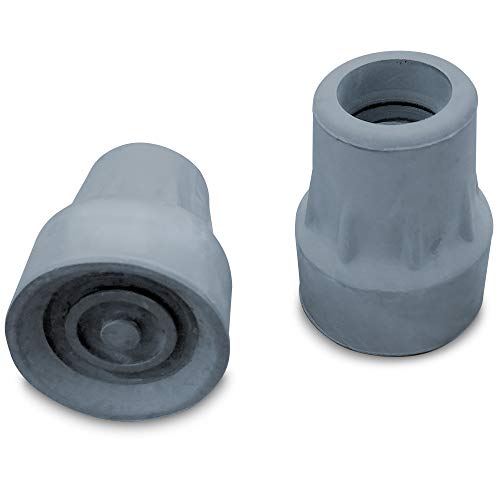 Steel-Reinforced 7/8' Crutch Tips - 1 Pair (Gray)