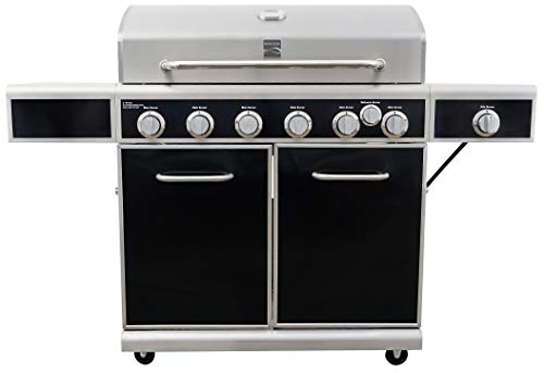 Kenmore PG-40602SRL-AM 6 Grill w Burner, Silk Screen Control Panel, Side Shelves, Black and Stainless Steel